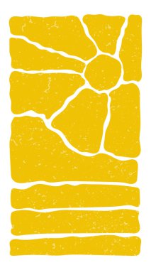 Grafiksel Eğlenceli Hippi Posteri. Soyut Yaz Duvar Kağıdı. Boho Renkli Harika Güneş Psikedelik Vintage Arkaplanı.