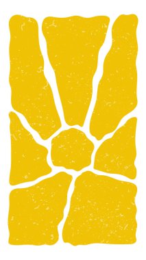 Harika bir arka plan. Sarı kıvrımlı ışınlar. Güneş doğuşu, gün doğumu ya da günbatımı posteri. Modern psikedelik baskı. Pozitif titreşim tasarımı. Bahar ya da yaz temalı duvar kağıdı.