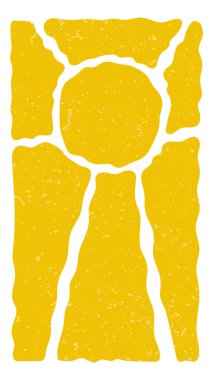 Harika bir arka plan. Sarı kıvrımlı ışınlar. Güneş doğuşu, gün doğumu ya da günbatımı posteri. Yaz temalı duvar kağıdı. Moda psikedelik baskı. Mutlu, iyi, pozitif titreşimler tasarımı.