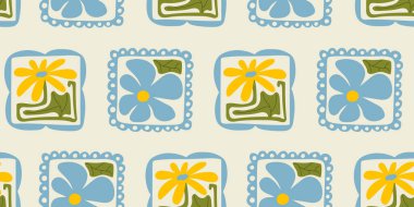 Renkli çiçek desensiz desen çizimi. Klasik tarz çiçek çerçevesi tasarımı. Geometrik doğal duvar kağıdı baskısı, bahar mevsimi doğa çiçek desenli arkaplan dokusu.