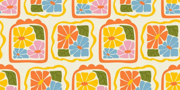 Renkli el yazması karalama kolajlı soyut bitki yaprağı deseni. Organik yapraklar karikatür arkaplan, basit doğa şekilleri klasik pastel renkler.