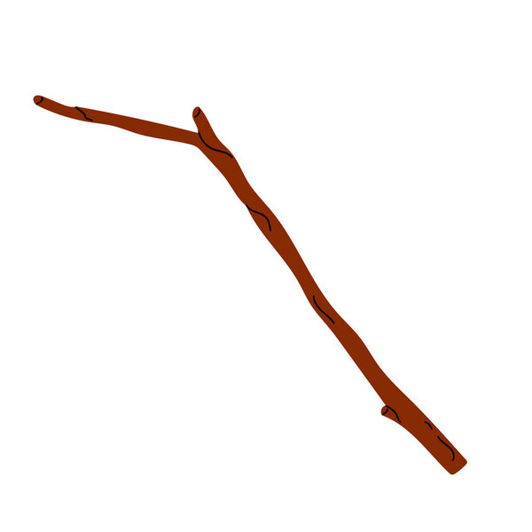 Сухая ветка дерева изолирована на белом фоне. Векторная иллюстрация