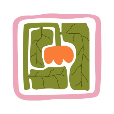 Matisse estetik olarak kıvrımlı. Harika soyut çiçek sanatı. 70 'lerin modası geçmiş naif hippi tarzında organik karalama şekilleri. Pembe, sarı, yeşil renklerde botanik vektör illüstrasyonu.