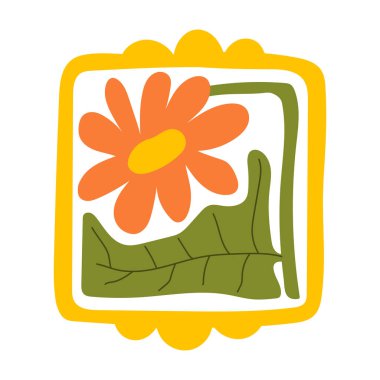 Matisse estetik olarak kıvrımlı. Harika soyut çiçek sanatı. 70 'lerin modası geçmiş naif hippi tarzında organik karalama şekilleri. Pembe, sarı, yeşil renklerde botanik vektör illüstrasyonu.