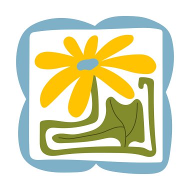 Matisse estetik olarak kıvrımlı. Harika soyut çiçek sanatı. 70 'lerin modası geçmiş naif hippi tarzında organik karalama şekilleri. Pembe, sarı, yeşil renklerde botanik vektör illüstrasyonu.