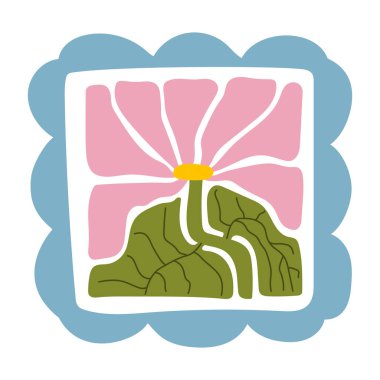 Matisse estetik olarak kıvrımlı. Harika soyut çiçek sanatı. 70 'lerin modası geçmiş naif hippi tarzında organik karalama şekilleri. Pembe, sarı, yeşil renklerde botanik vektör illüstrasyonu.