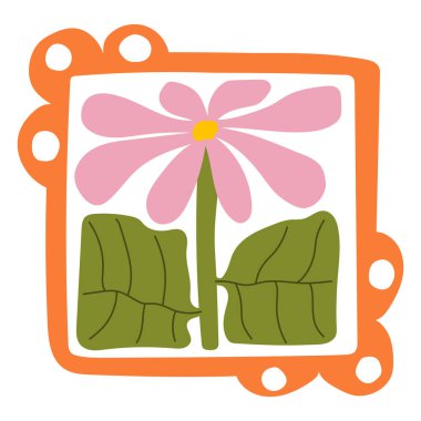 Matisse estetik olarak kıvrımlı. Harika soyut çiçek sanatı. 70 'lerin modası geçmiş naif hippi tarzında organik karalama şekilleri. Pembe, sarı, yeşil renklerde botanik vektör illüstrasyonu.