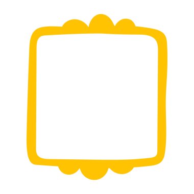 Doodle dalgası eğrisi kenar çerçevesi. El yapımı dalgalı dikdörtgen kenar. Kare şeklinde çizilmiş fırça ve daire şeklinde çerçeve. Vektör illüstrasyonu beyaz arkaplanda izole edildi.