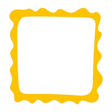 Doodle dalgası eğrisi kenar çerçevesi. El yapımı dalgalı dikdörtgen kenar. Kare şeklinde çizilmiş fırça ve daire şeklinde çerçeve. Vektör illüstrasyonu beyaz arkaplanda izole edildi.