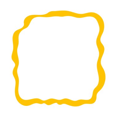 Doodle dalgası eğrisi kenar çerçevesi. El yapımı dalgalı dikdörtgen kenar. Kare şeklinde çizilmiş fırça ve daire şeklinde çerçeve. Vektör illüstrasyonu beyaz arkaplanda izole edildi.