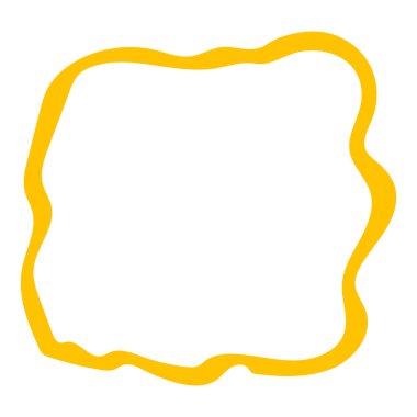 Doodle dalgası eğrisi kenar çerçevesi. El yapımı dalgalı dikdörtgen kenar. Kare şeklinde çizilmiş fırça ve daire şeklinde çerçeve. Vektör illüstrasyonu beyaz arkaplanda izole edildi.