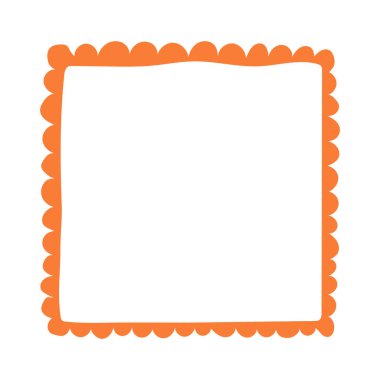 Doodle dalgası eğrisi kenar çerçevesi. El yapımı dalgalı dikdörtgen kenar. Kare şeklinde çizilmiş fırça ve daire şeklinde çerçeve. Vektör illüstrasyonu beyaz arkaplanda izole edildi.