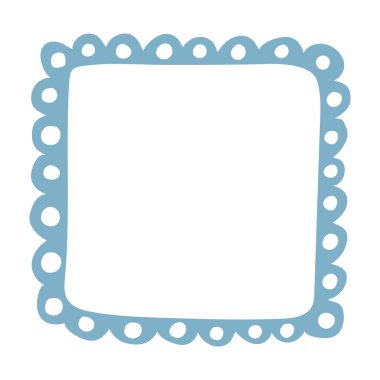 Doodle dalgası eğrisi kenar çerçevesi. El yapımı dalgalı dikdörtgen kenar. Kare şeklinde çizilmiş fırça ve daire şeklinde çerçeve. Vektör illüstrasyonu beyaz arkaplanda izole edildi.