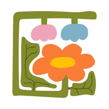 Soyut bitkiler. Botanik karalama arka plan sanatı. Çiçek ve soyut bir şekil bırakır. Baskı, duvar kâğıdı, ev dekorasyonu için duvar sanatı için çağdaş moda çiçek tasarımı.