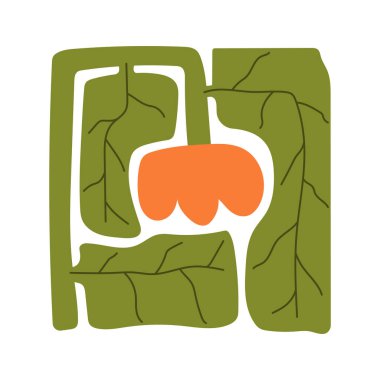 Soyut bitkiler. Botanik karalama arka plan sanatı. Çiçek ve soyut bir şekil bırakır. Baskı, duvar kâğıdı, ev dekorasyonu için duvar sanatı için çağdaş moda çiçek tasarımı.