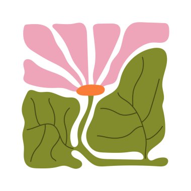 Soyut bitkiler. Botanik karalama arka plan sanatı. Çiçek ve soyut bir şekil bırakır. Baskı, duvar kâğıdı, ev dekorasyonu için duvar sanatı için çağdaş moda çiçek tasarımı.