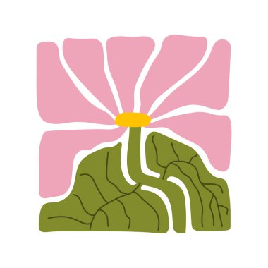 Soyut bitkiler. Botanik karalama arka plan sanatı. Çiçek ve soyut bir şekil bırakır. Baskı, duvar kâğıdı, ev dekorasyonu için duvar sanatı için çağdaş moda çiçek tasarımı.