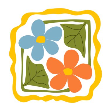 Matisse estetik olarak kıvrımlı. Harika soyut çiçek sanatı. 70 'lerin modası geçmiş naif hippi tarzında organik karalama şekilleri. Pembe, sarı, yeşil renklerde botanik vektör illüstrasyonu.