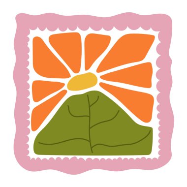 Dekoratif kare çerçeveli dairesel detaylarla el çizimi renkli çiçek unsurları. Soyut çiçek yaprakları ve yaprak tasarımı. Albüm, el sanatları, tekstil tasarımı, dijital sanat ve dekor için mükemmel..