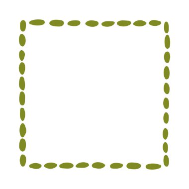 Yeşille tek bir el çizimi kare çerçeve. Yuvarlak noktalı dekoratif minimalist sınır. Albümler, davetiyeler, tebrik kartları, fotoğraf albümleri, posterler ve yaratıcı tasarım için mükemmel..