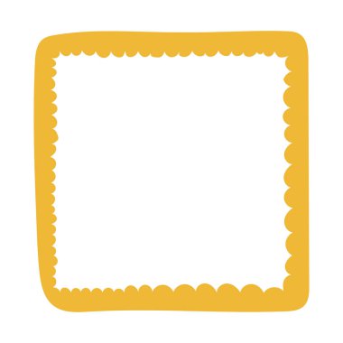 Dalgalı kenarları olan tek bir el yapımı kare çerçeve. Karalama tarzında kalın turuncu dekoratif kenar. Koleksiyon defteri, davetiyeler, tebrik kartları, fotoğraf albümleri ve yaratıcı tasarımlar için ideal.