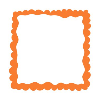 Dalgalı kenarları olan tek bir el yapımı kare çerçeve. Karalama tarzında kalın turuncu dekoratif kenar. Koleksiyon defteri, davetiyeler, tebrik kartları, fotoğraf albümleri ve yaratıcı tasarımlar için ideal.