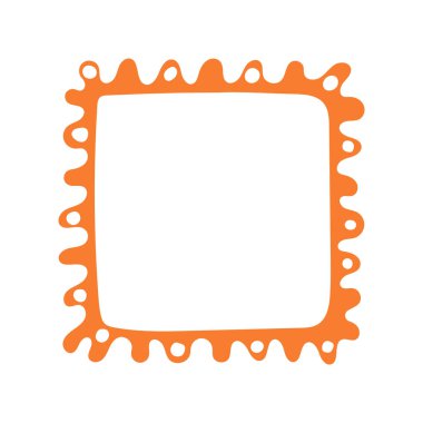 Dalgalı kenarları olan tek bir el yapımı kare çerçeve. Karalama tarzında kalın turuncu dekoratif kenar. Koleksiyon defteri, davetiyeler, tebrik kartları, fotoğraf albümleri ve yaratıcı tasarımlar için ideal.