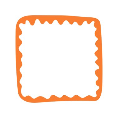 Dalgalı kenarları olan tek bir el yapımı kare çerçeve. Karalama tarzında kalın turuncu dekoratif kenar. Koleksiyon defteri, davetiyeler, tebrik kartları, fotoğraf albümleri ve yaratıcı tasarımlar için ideal.