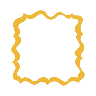 Dalgalı kenarlı tek bir kare çerçeve. Minimalist karalama tarzında kalın sarı dekoratif kenar. Koleksiyon defteri, davetiyeler, kartlar, fotoğraf albümleri ve yaratıcı tasarım projeleri için mükemmel..