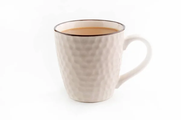 White Background Beige Cup Cocoa — Stock Photo, Image