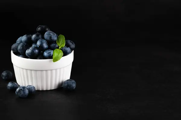 Blueberries Plate Dark Background — Stock Photo, Image