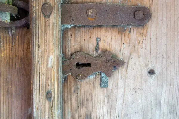 stock image old rusty keyhole, old door keyhole detail, rusty keyhole on old door