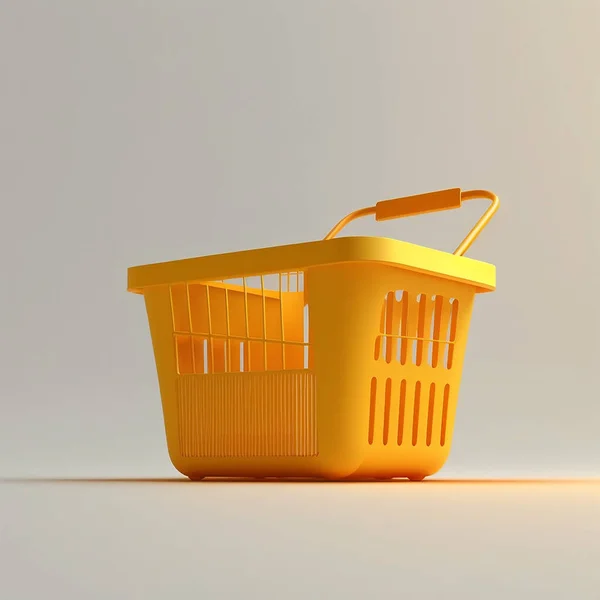 3d design minimalist style of a basket shop orange white background