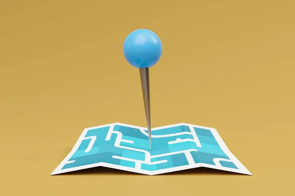 Blaue Pin Markierung Auf Dem Straßenkartensymbol Navigationskonzept Illustration — Stockfoto