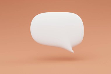 floating chat symbol for smartphone application on orange background; icon or symbol; 3d illustration