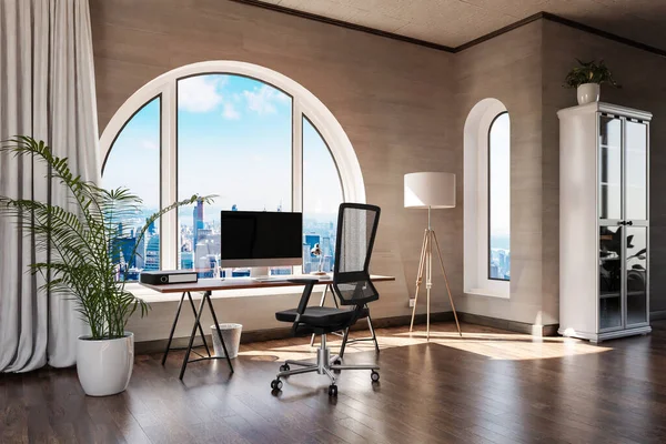 Luxueux Appartement Loft Avec Fenêtre Cintrée Vue Panoramique Sur Centre — Photo