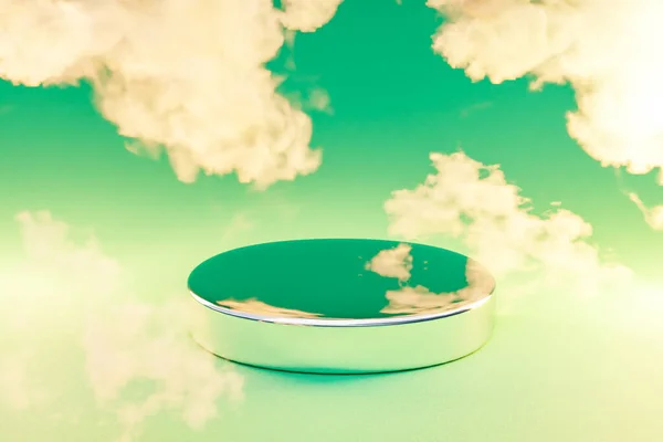 Podium Unendlicher Hintergrund Und Rauchwolken Silbermetall Sockel Für Schönheit Kosmetische — Stockfoto