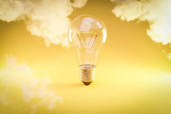 Retro Style Lightbulb Glowing Filament Standing Infinite Background Creativity Design — Stock Photo, Image