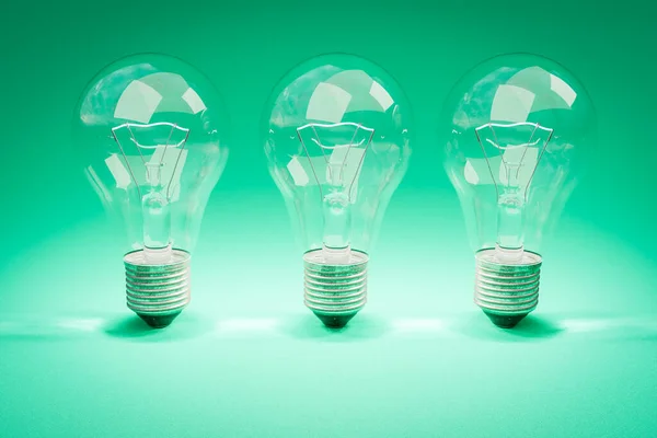 Trois Ampoules Style Rétro Avec Filament Lumineux Debout Dans Une — Photo