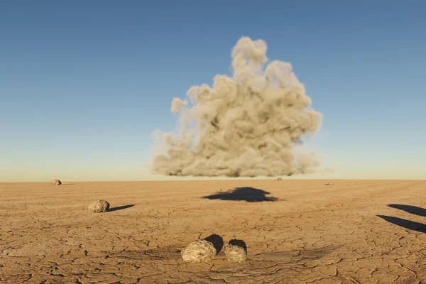 Небольшое Облако Больших Пустынных Условиях Песчаными Дюнами Холмами Скалами Лежащими — стоковое фото