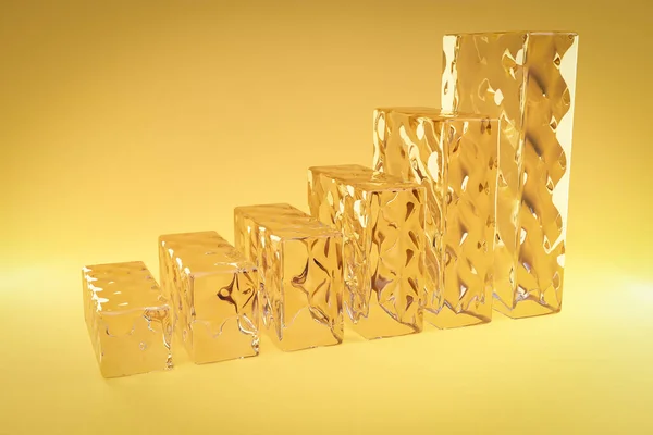 Glaçons Cubes Escalier Élévation Graphique Dans Une Rangée Fond Infini — Photo
