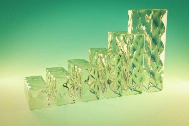 buz cam küpleri üst üste yükseltme grafiği; sonsuz arkaplan; 3B Görüntü