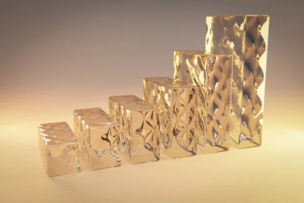 Glaçons Cubes Escalier Élévation Graphique Dans Une Rangée Fond Infini — Photo