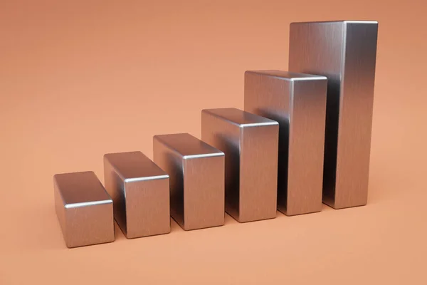 Métal Aluminium Cubes Escalier Élévation Graphique Dans Une Rangée Fond — Photo