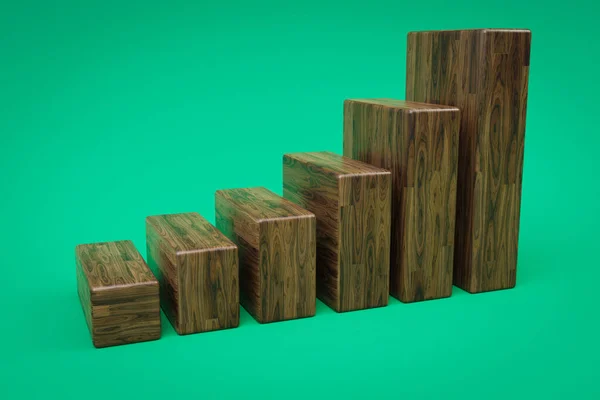 木制立方体楼梯连续升起图 色彩斑斓的背景 3D插图 — 图库照片