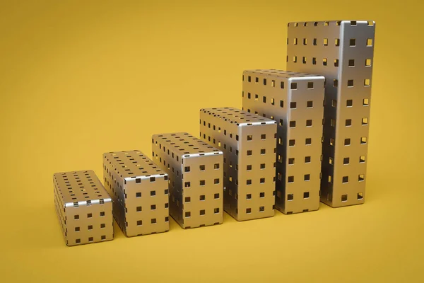 Cage Métallique Cubes Escalier Élévation Graphique Dans Une Rangée Fond — Photo