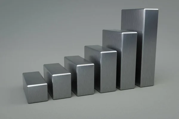 Metallo Cubi Alluminio Scala Alzando Grafico Fila Sfondo Colorato Illustrazione — Foto Stock