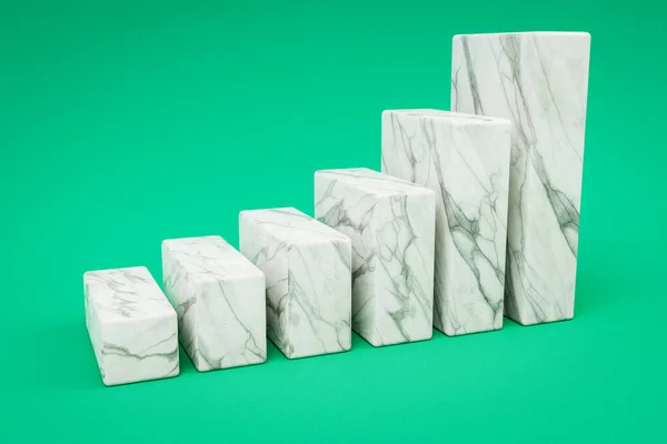 Marbre Cubes Escalier Élévation Graphique Dans Une Rangée Fond Coloré — Photo
