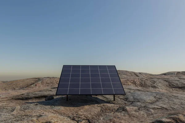 Painel Solar Ambiente Deserto Conceito Energia Verde Ilimitada Renovável Ilustração — Fotografia de Stock