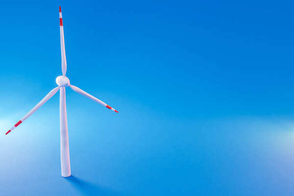 colorfull background; miniature windmill sustainablity renewable energy concept; 3d illustration